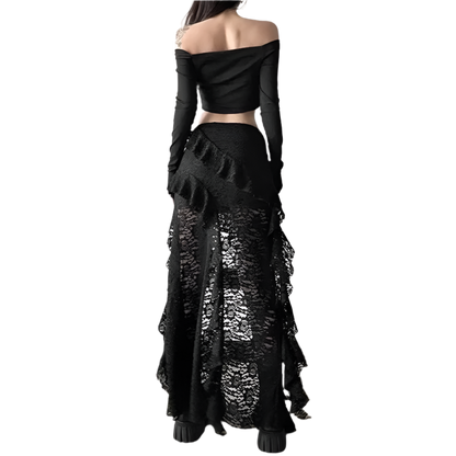 Maxi Irregular Skirt with Rufflez