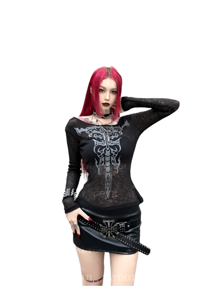 Cybersigilism Mesh Top with long Sleevez