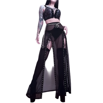 Maxi Mesh Skirt with Large Slitz