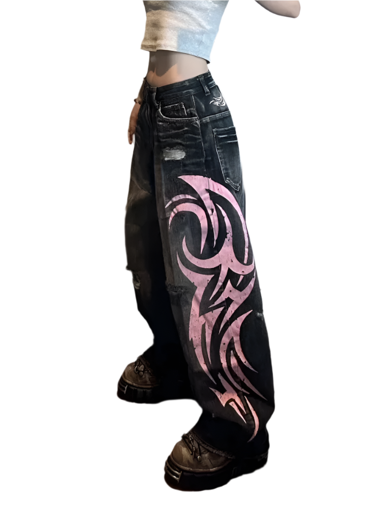 Jeanz with Pink Cybersigilism Design