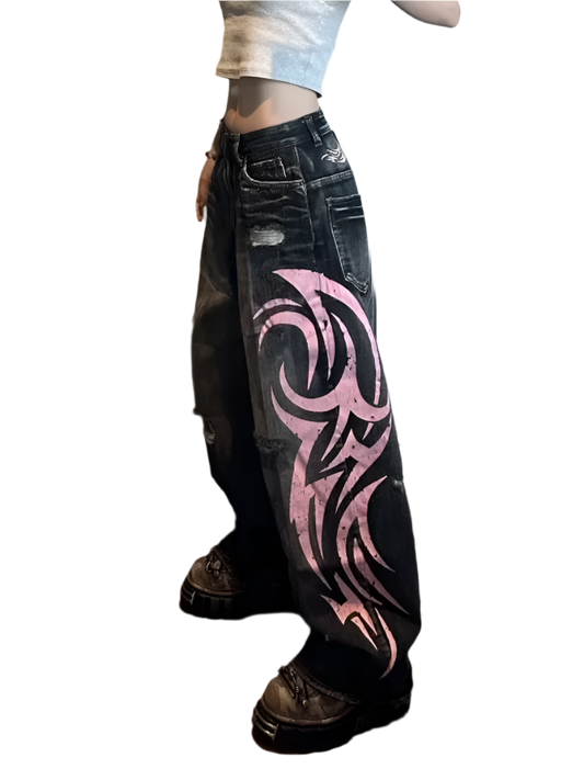 Jeanz with Pink Cybersigilism Design