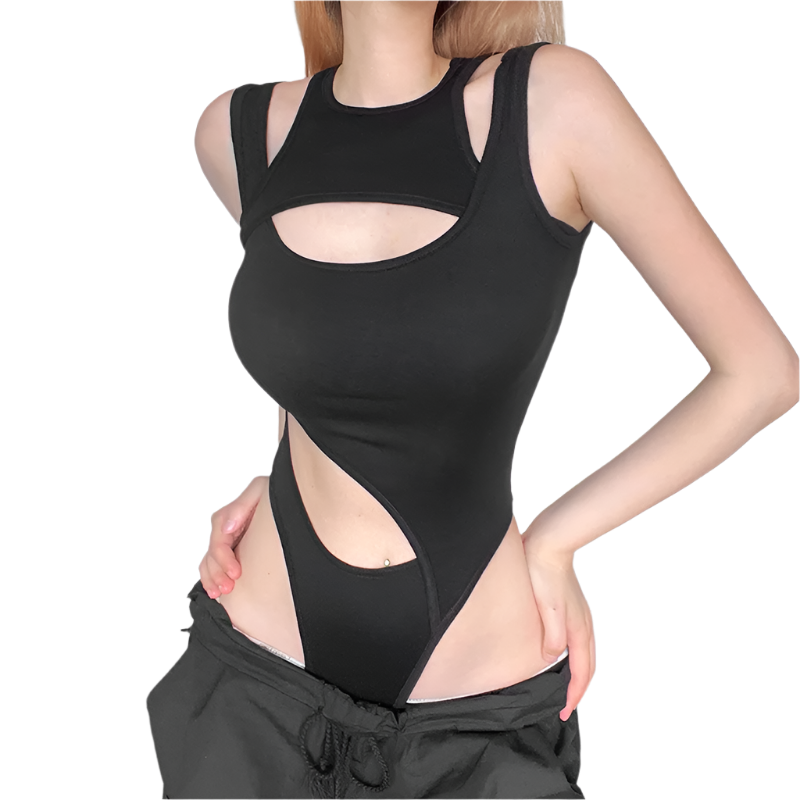 Irregular Cut Out Bodysuit