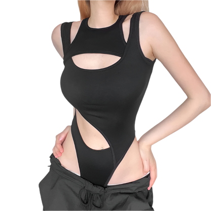 Irregular Cut Out Bodysuit