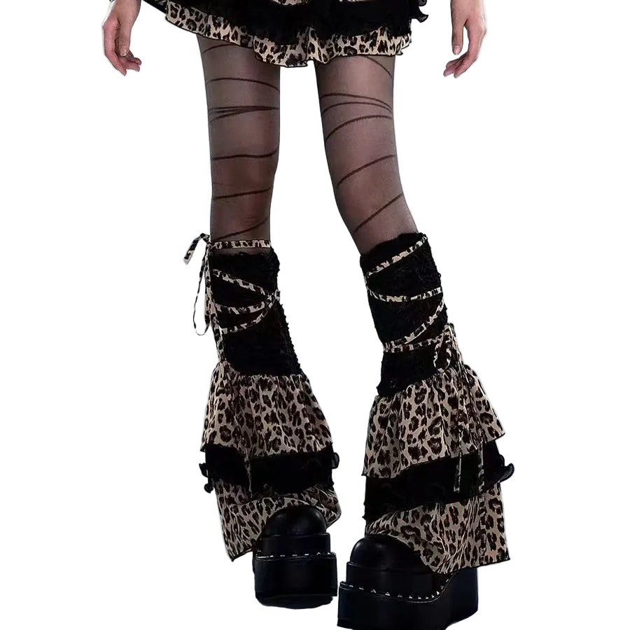 Leopard Print Lace-up Leg Warmerz