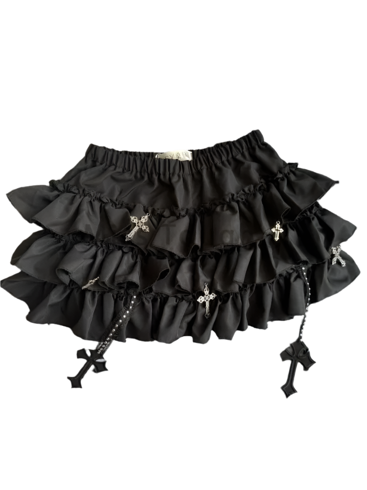 Ruffled Skirt with Cross Detailz