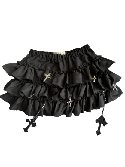 Ruffled Skirt with Cross Detailz