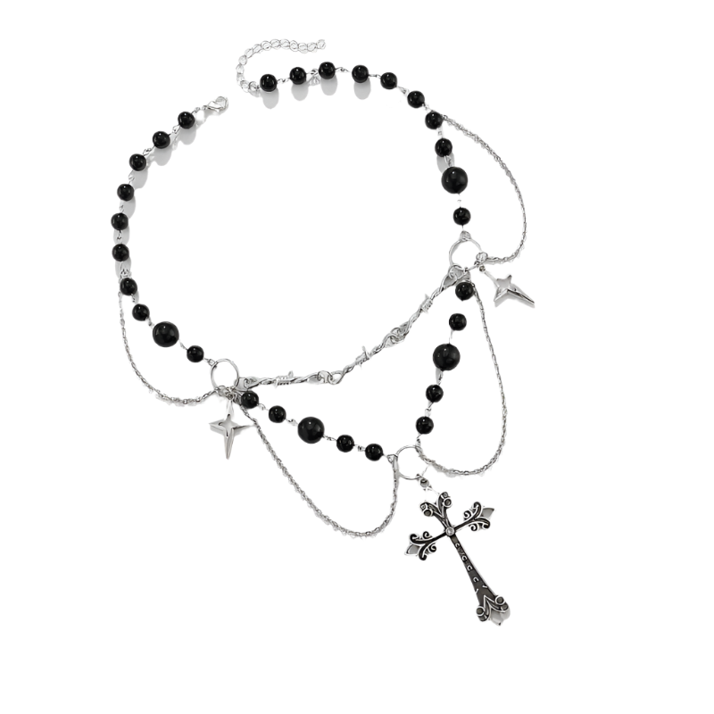Pearl Choker with Bowz and Cross