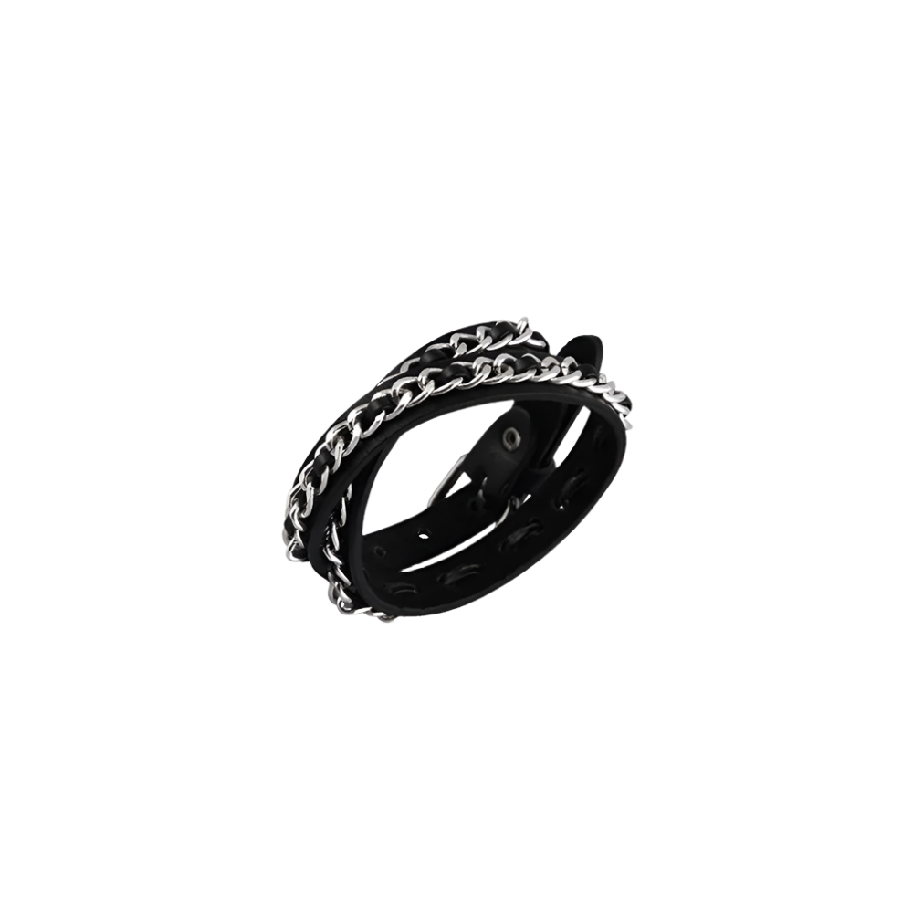 Leather Braceletz with Pendant + Chain Accessories