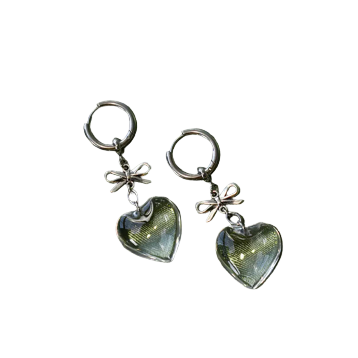 Drop Earringz with Bow Pendant and Heart