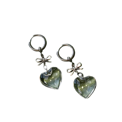Drop Earringz with Bow Pendant and Heart