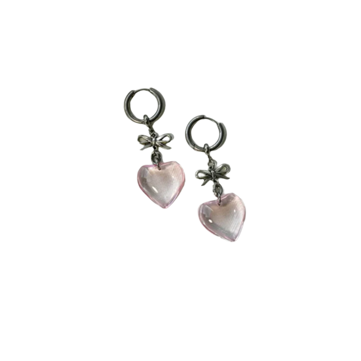 Drop Earringz with Bow Pendant and Heart