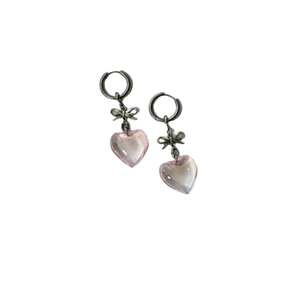 Drop Earringz with Bow Pendant and Heart