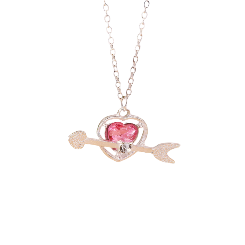 Delicate Crystal Pink Heart Necklacez