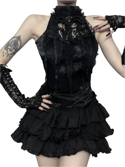 Lace Halter Neck Tank Top