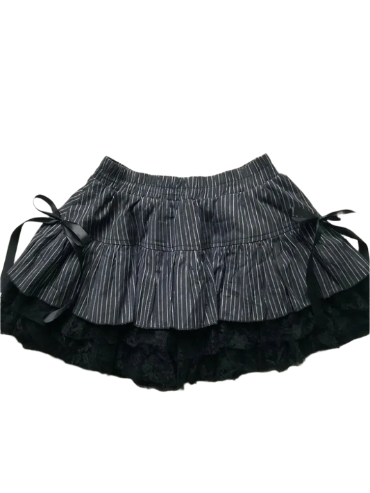 Striped Mini Skirt With Bowz
