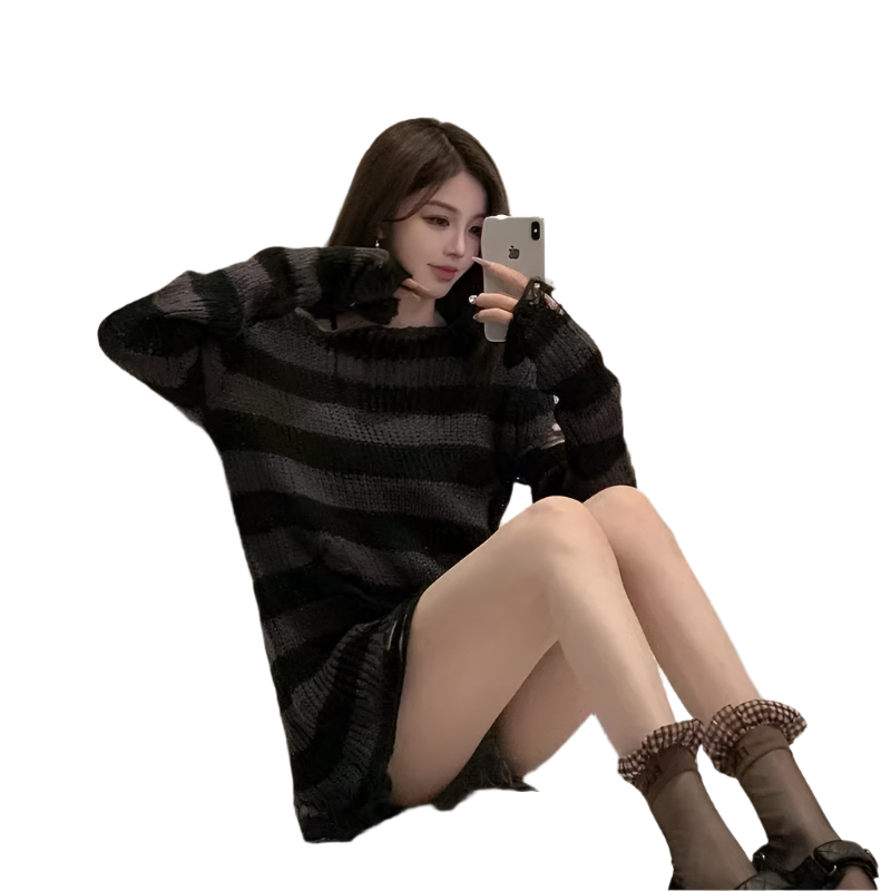 Multi Colour Long Length Distressed Jumperz