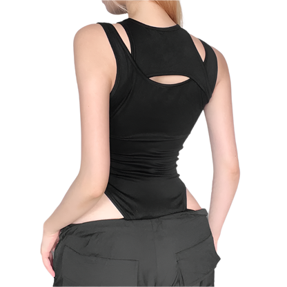 Irregular Cut Out Bodysuit