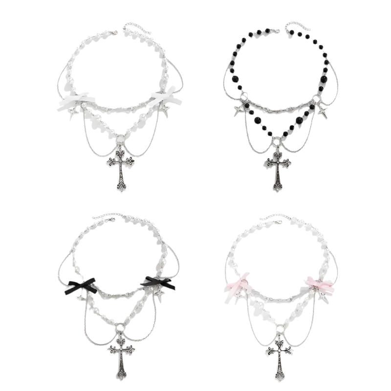 Pearl Choker with Bowz and Cross