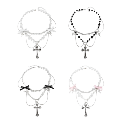 Pearl Choker with Bowz and Cross