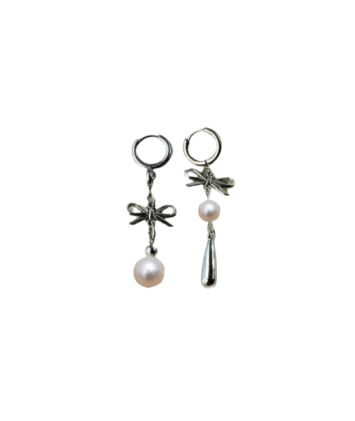 Silver Bow Drop Earringz