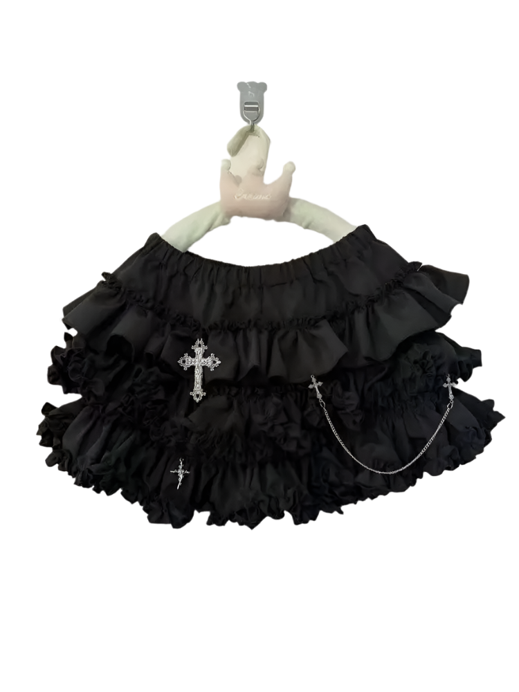 Ruffled Skirt with Cross Detailz