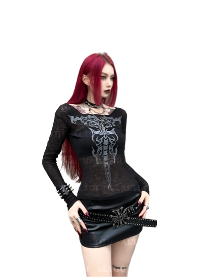 Cybersigilism Mesh Top with long Sleevez