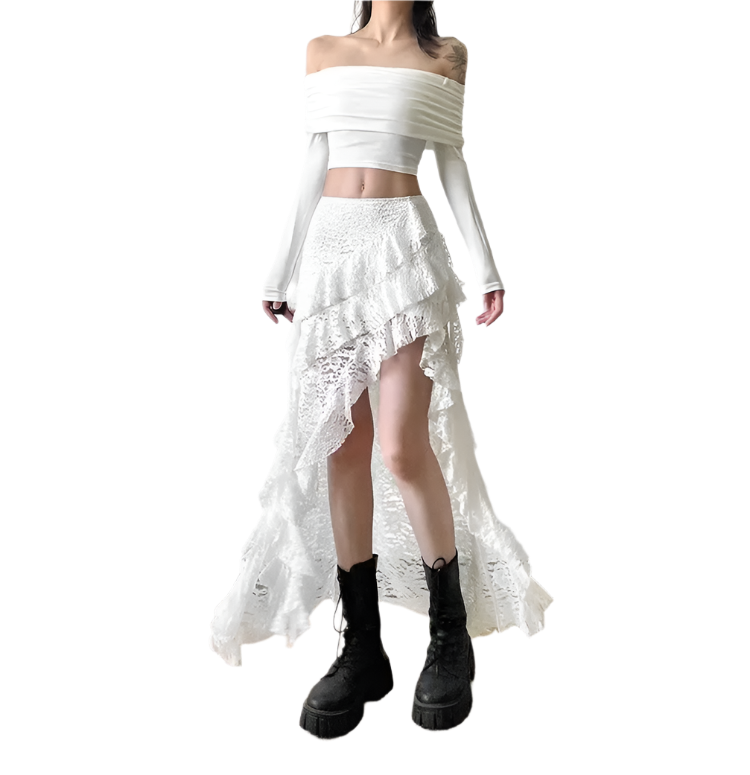 Maxi Irregular Skirt with Rufflez