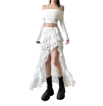 Maxi Irregular Skirt with Rufflez