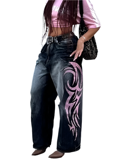 Jeanz with Pink Cybersigilism Design