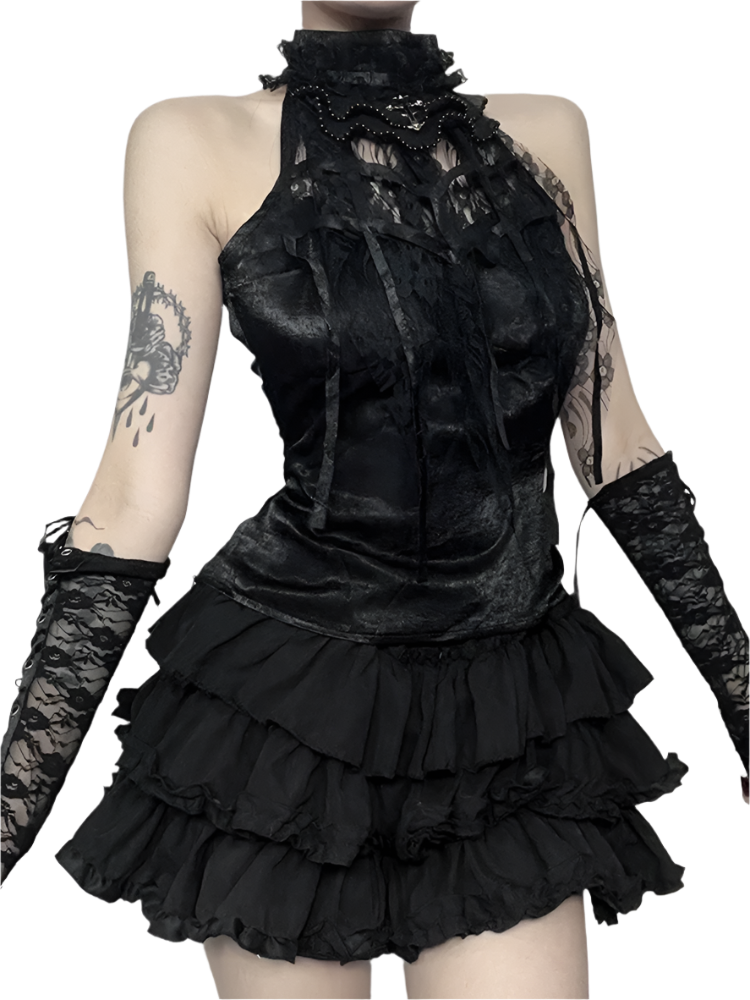 Lace Halter Neck Tank Top