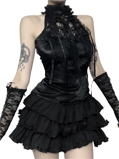 Lace Halter Neck Tank Top