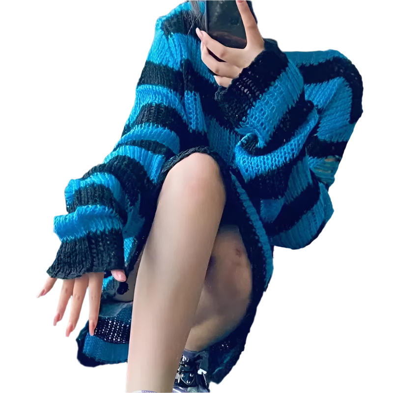 Multi Colour Long Length Distressed Jumperz