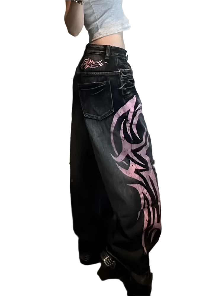 Jeanz with Pink Cybersigilism Design