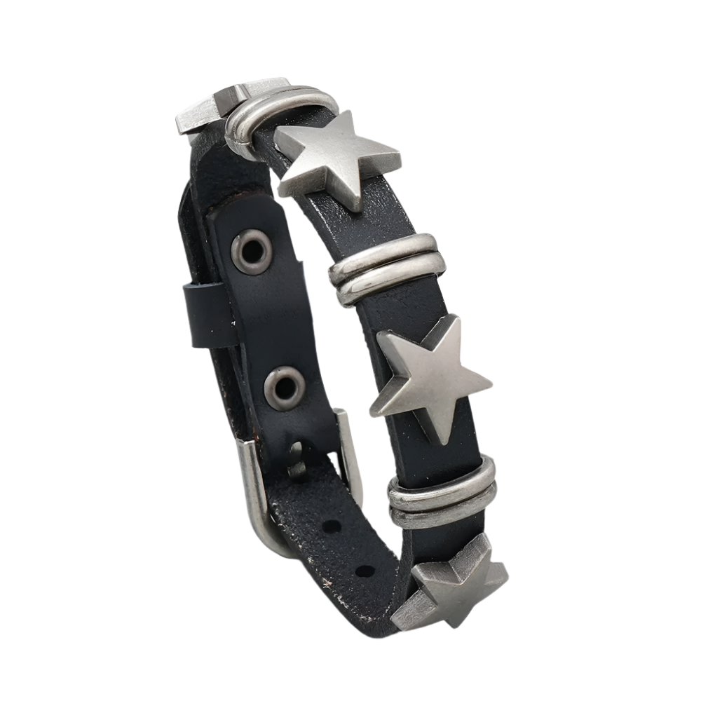 Leather Braceletz with Pendant + Chain Accessories