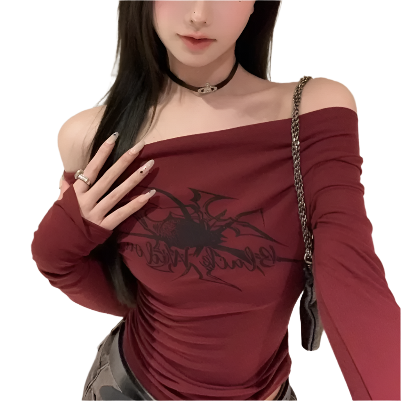 Off Shoulder Red T-shirt