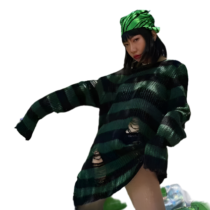 Multi Colour Long Length Distressed Jumperz