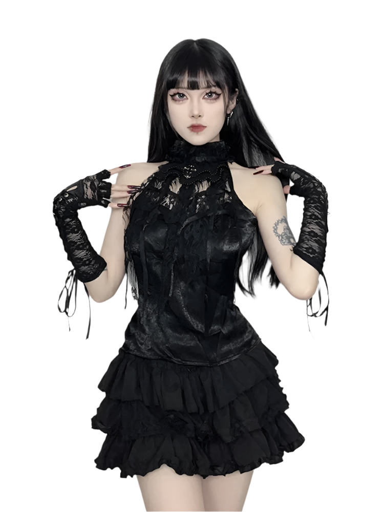 Lace Halter Neck Tank Top