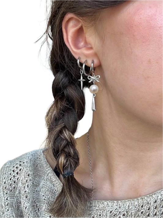 Silver Bow Drop Earringz