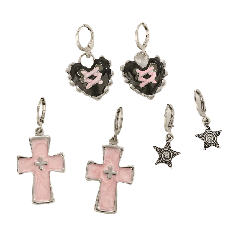 Pink & Black Earringz