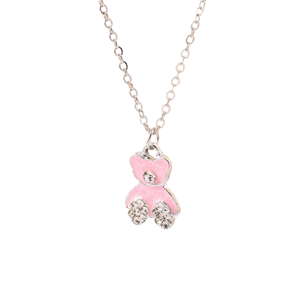 Delicate Crystal Pink Heart Necklacez