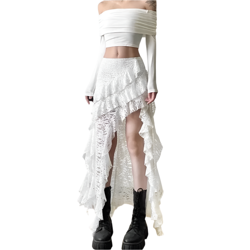 Maxi Irregular Skirt with Rufflez