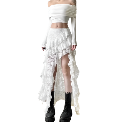 Maxi Irregular Skirt with Rufflez