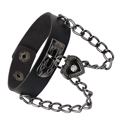 Leather Braceletz with Pendant + Chain Accessories