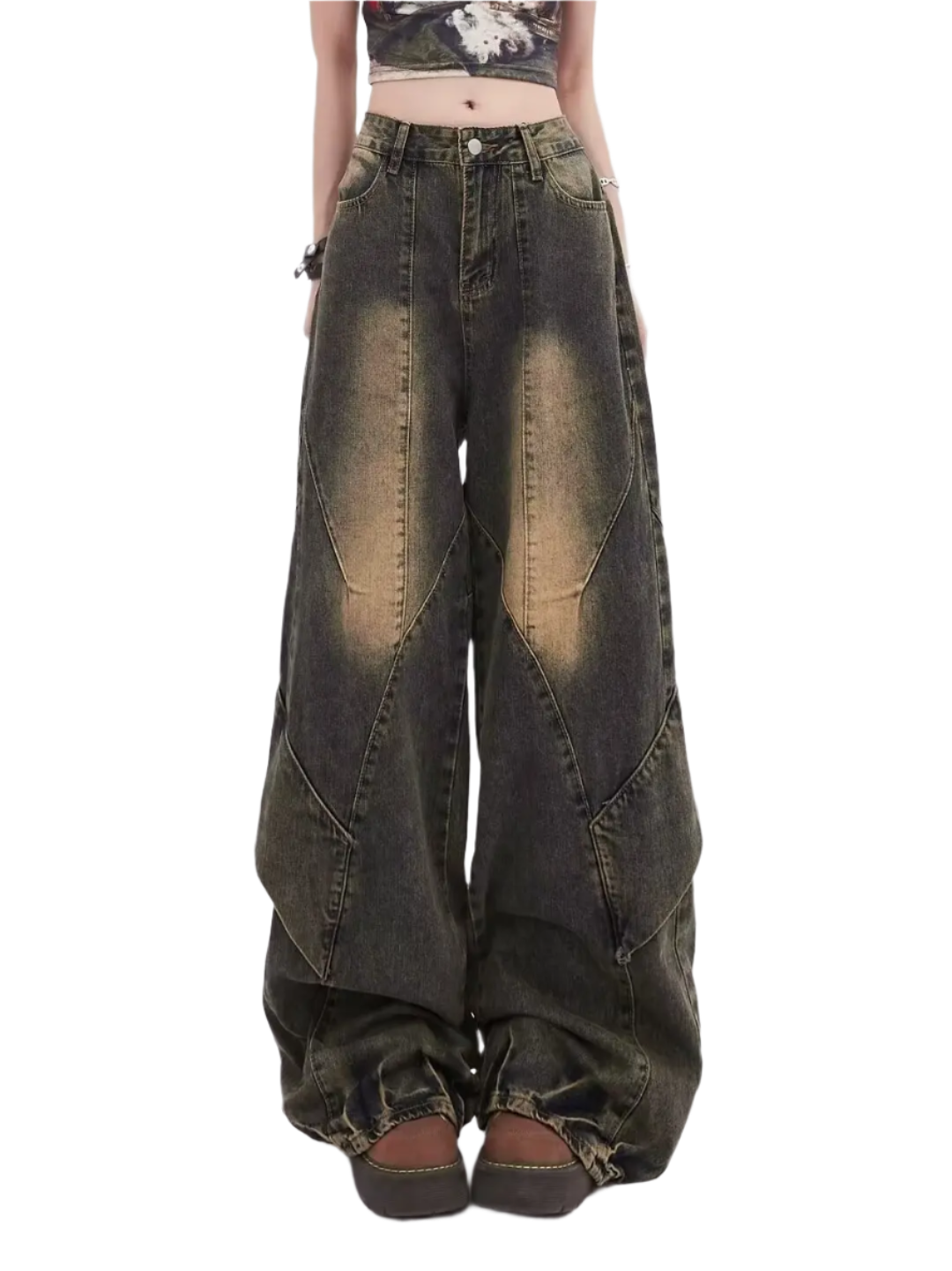 Wide Leg Washed Denim Jeanz