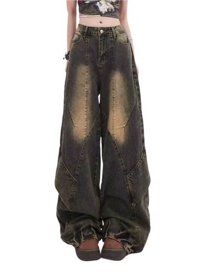 Wide Leg Washed Denim Jeanz