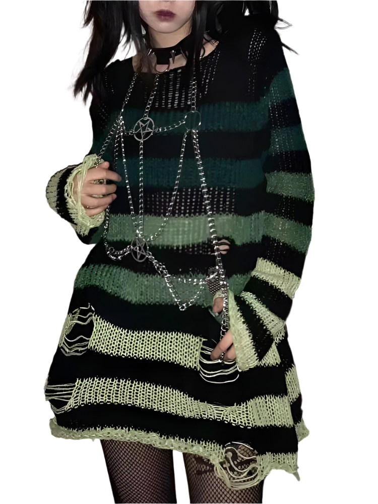 Multi Colour Long Length Distressed Jumperz