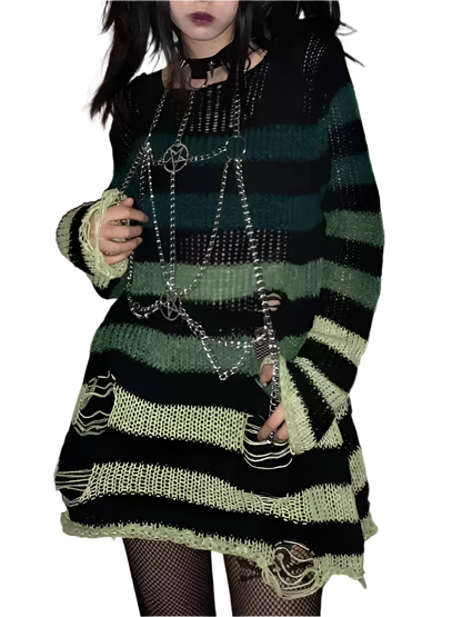 Multi Colour Long Length Distressed Jumperz