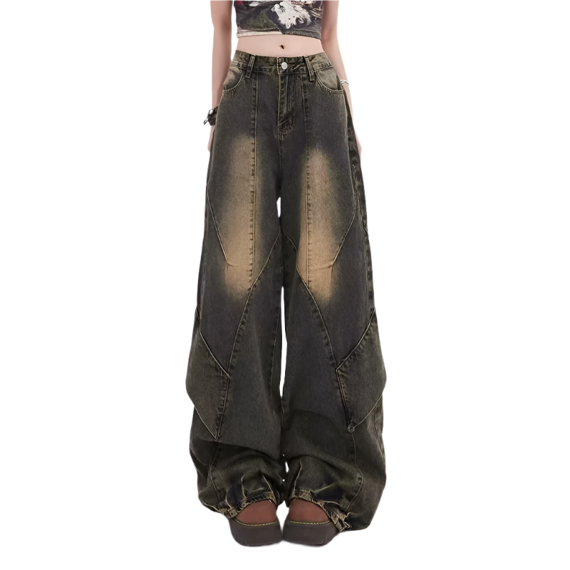 Wide Leg Washed Denim Jeanz