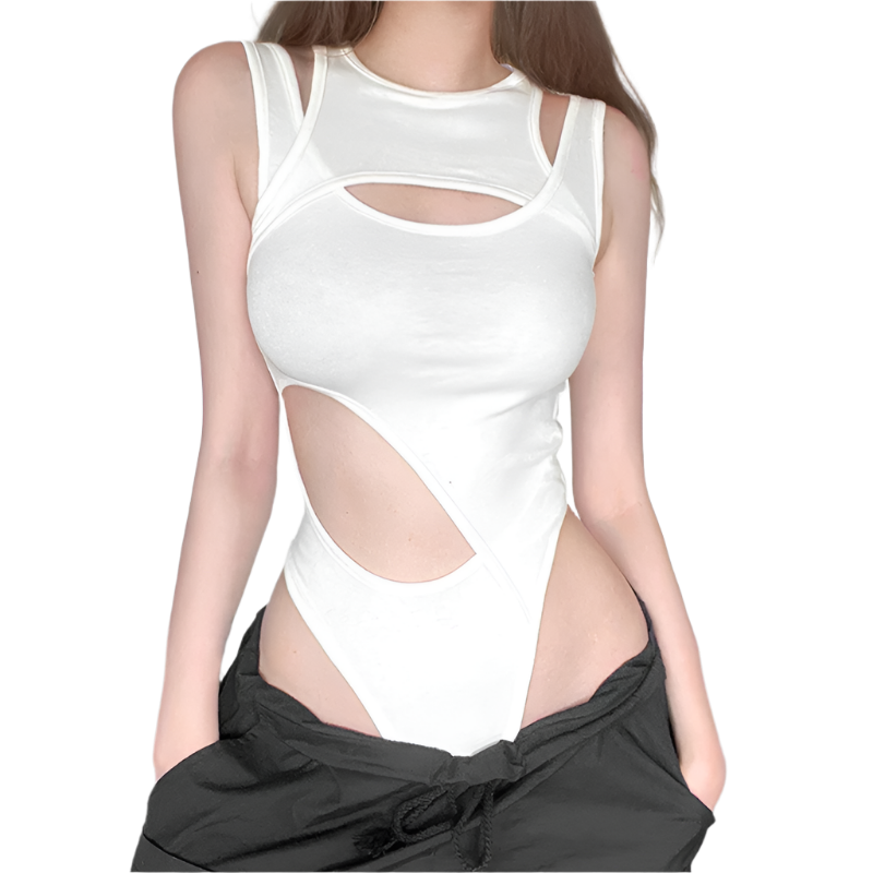 Irregular Cut Out Bodysuit