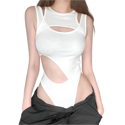 Irregular Cut Out Bodysuit